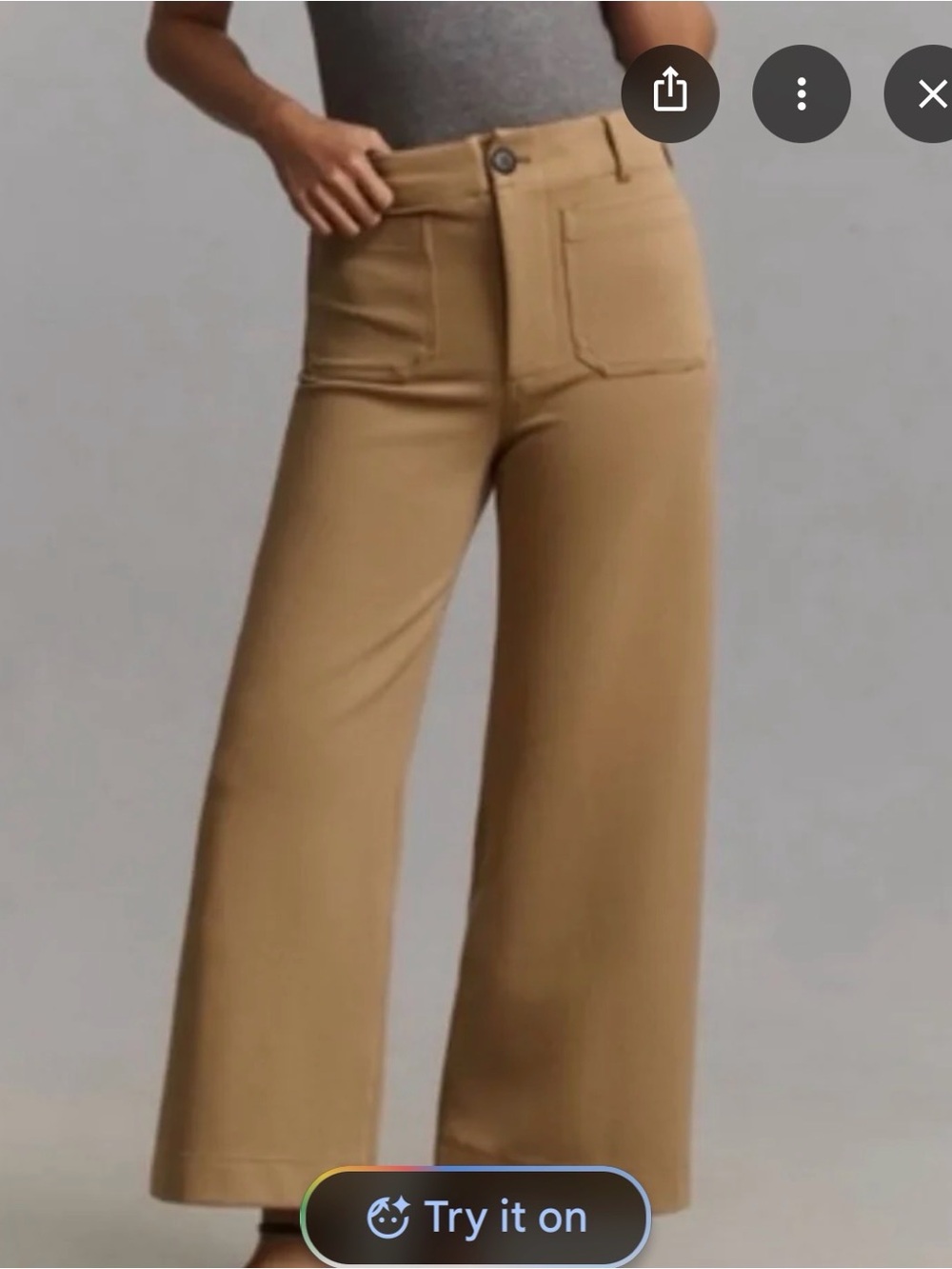 Anthropology Maeve Wide-Leg Crop culote Pants in Camel Tan
